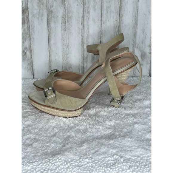 Via Spiga Heeled Sandals Sage Green With Twine Soles Size 10 M - Picture 6 of 11